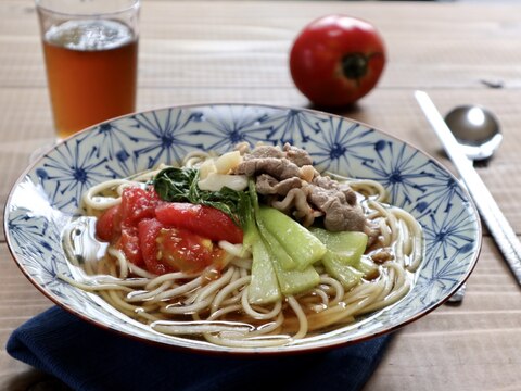 トマトと牛肉のひやむぎ